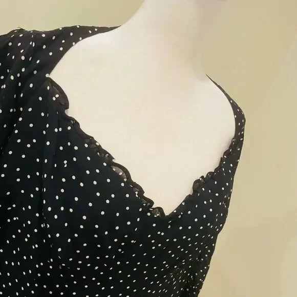 REFORMATION $278 heart shape ruffle Polka Dot Print Long Dress 14 - Picture 5 of 8